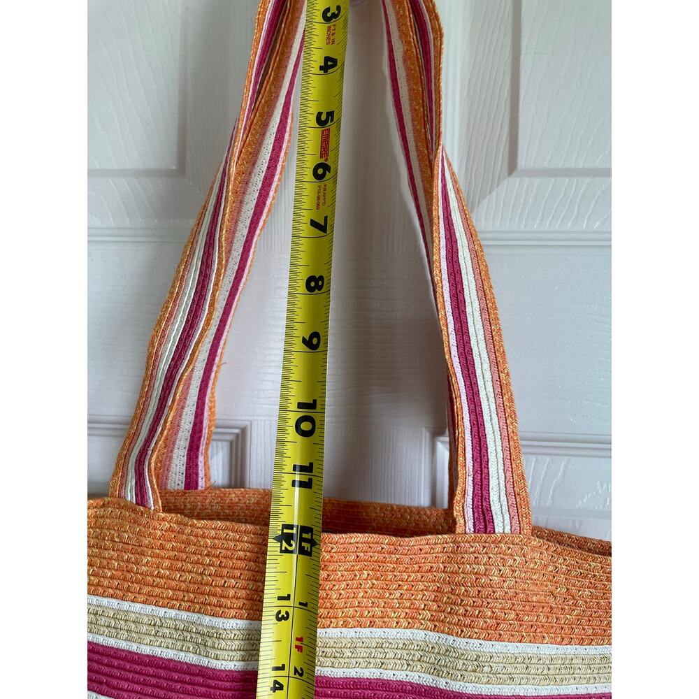Cappelli Straworld Shoulder Bag Tote NWOT Striped Orange Pink Beachy Resort Pool - Picture 8 of 13